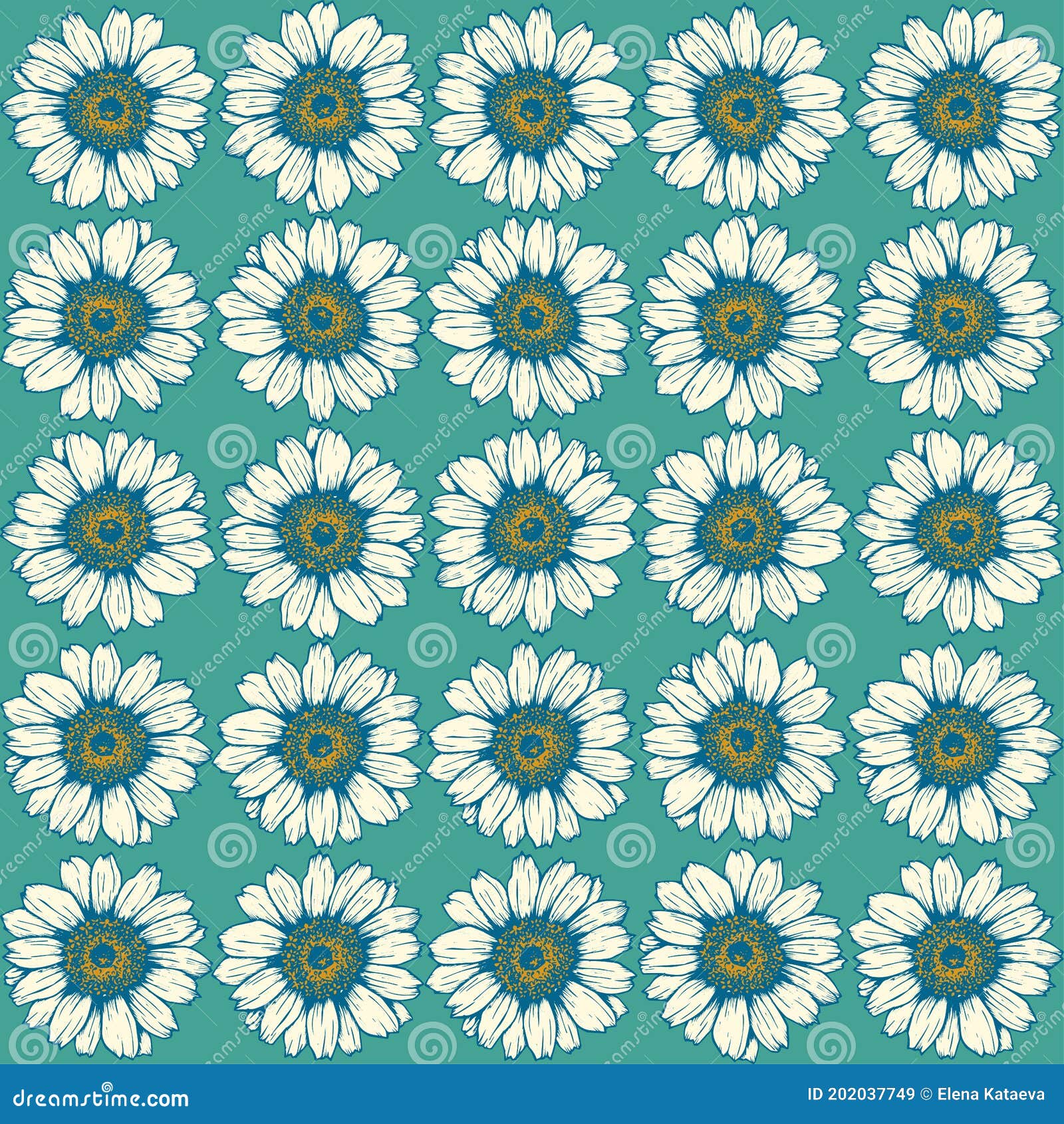 daisy seamless pattern.  seamless pattern with the chamomiles in vintage style